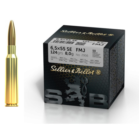 S&B 6.5x55 SE Training FMJ 8.0 g 124 gr